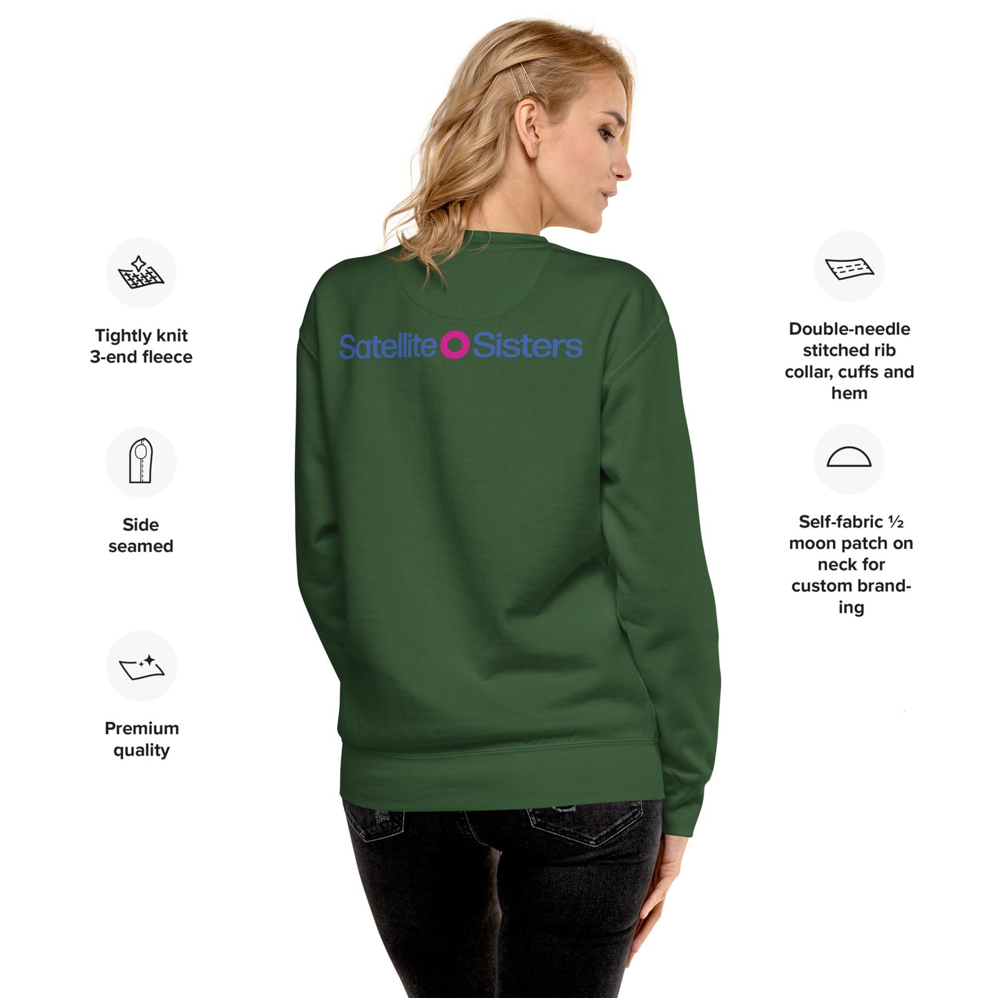 Big Fun Weekend Premium Sweatshirt with Satellite Sisters Logo on back