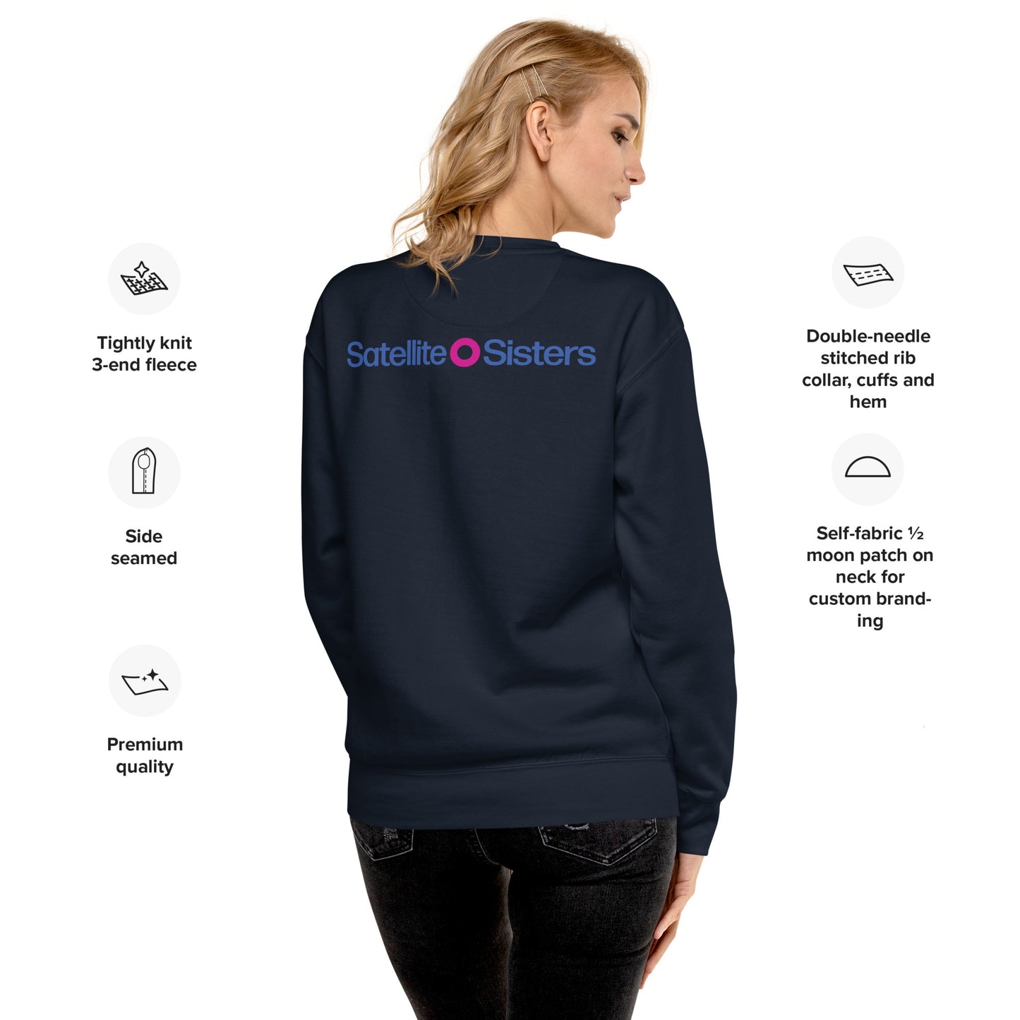 Big Fun Weekend Premium Sweatshirt with Satellite Sisters Logo on back