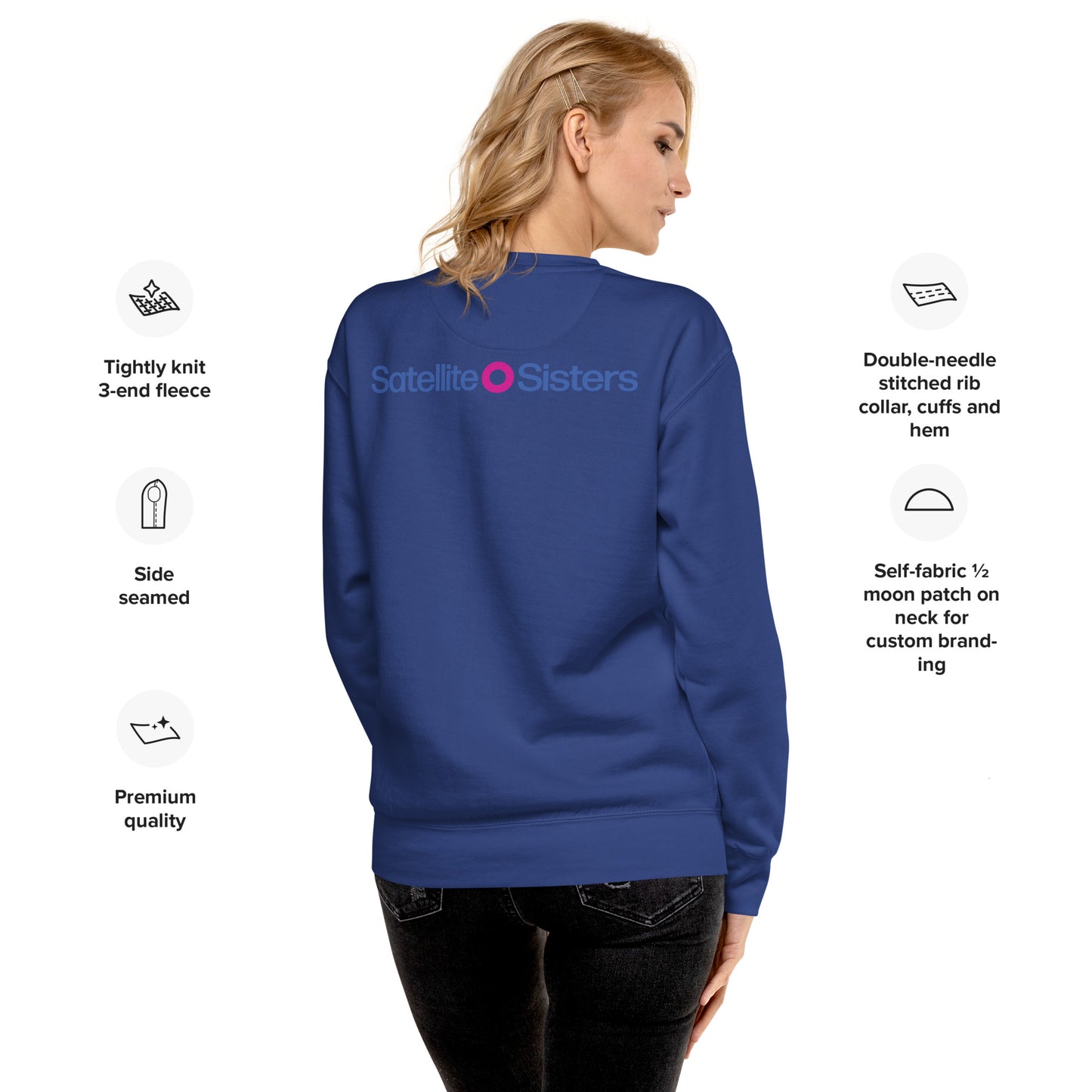 Big Fun Weekend Premium Sweatshirt with Satellite Sisters Logo on back