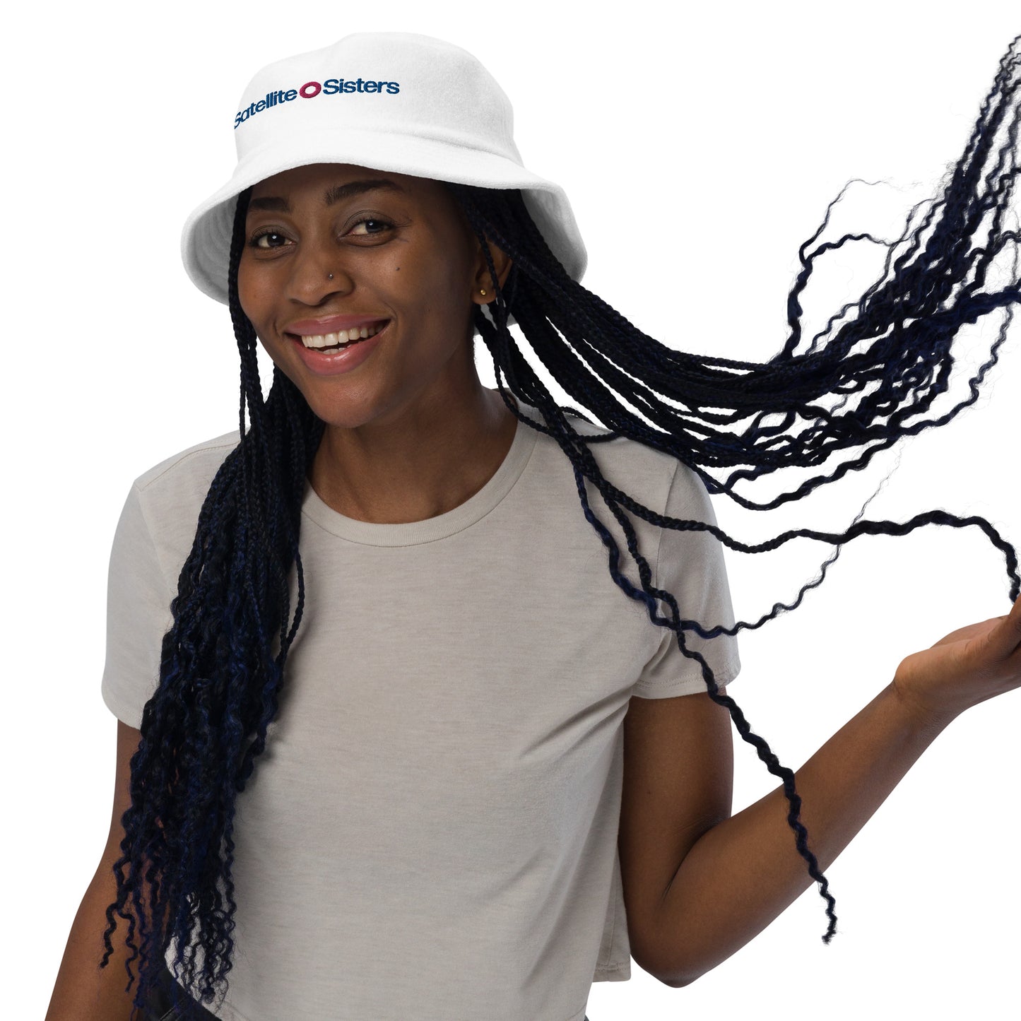 Unstructured Terry Cloth Satellite Sisters logo bucket hat
