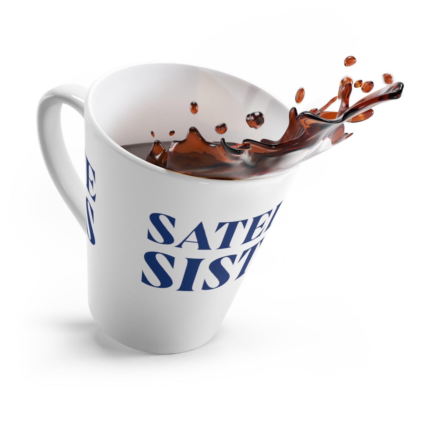 Satellite Sisters Logo with Disco Ball Latte Mug