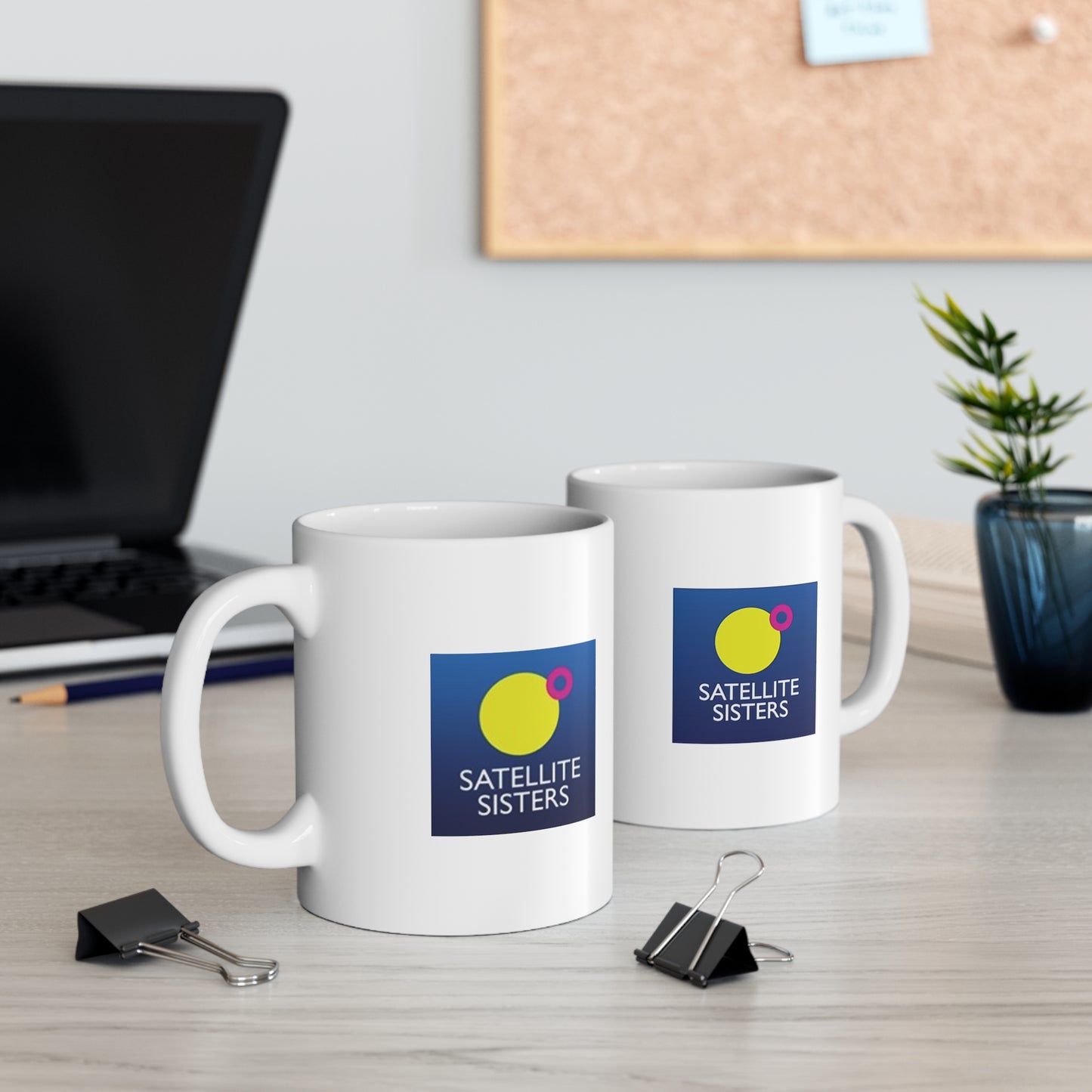 Satellite Sisters Blue Logo Mug Blue