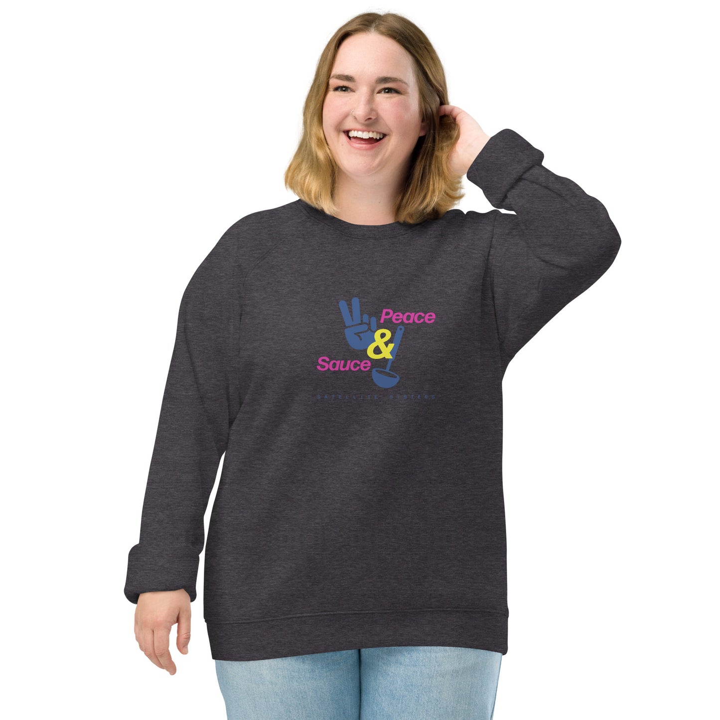 Peace & Sauce unisex organic raglan sweatshirt