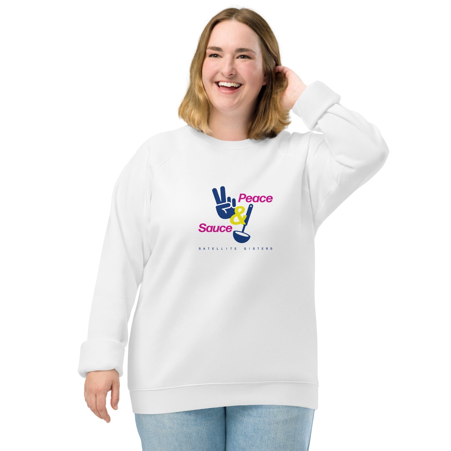 Peace & Sauce unisex organic raglan sweatshirt