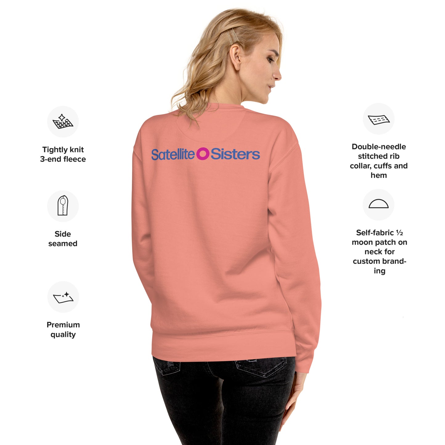 Big Fun Weekend Premium Sweatshirt with Satellite Sisters Logo on back