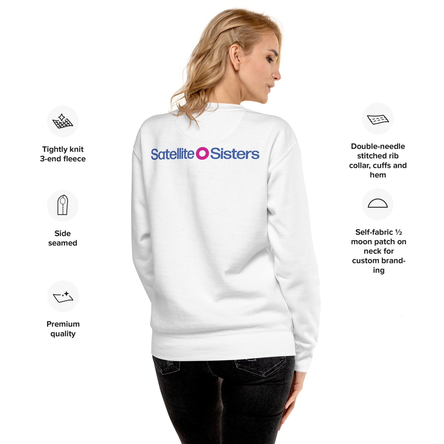 Big Fun Weekend Premium Sweatshirt with Satellite Sisters Logo on back